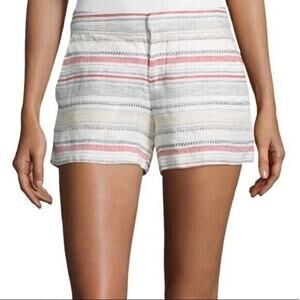 Joie Merci Shorts Womens 2 Multicolor Striped Linen Low Rise Pockets Beach Boho